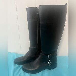 Michael Kors women’s leather Preston tall riding boots, size 10 w/Silver details